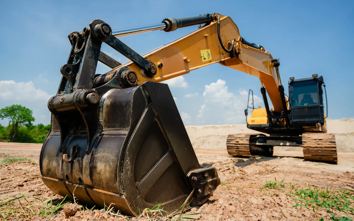 An excavator on a construction site